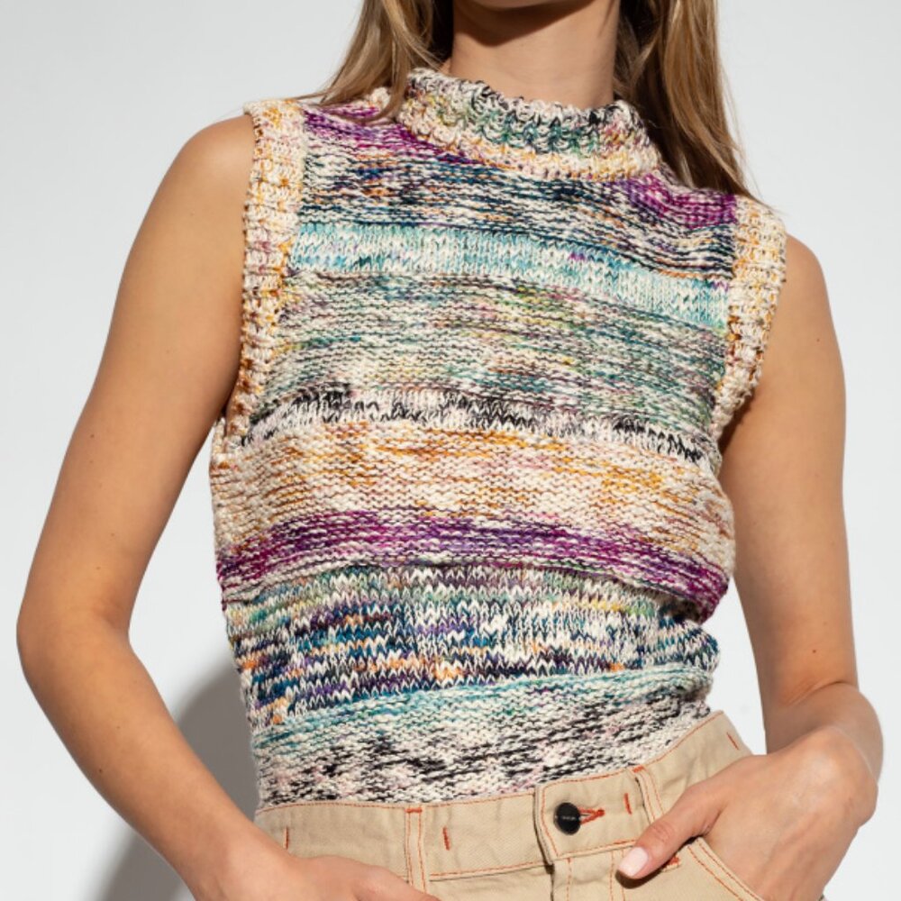 NWT Ulla Johnson Zenna Sleeveless Knit Sweater Multicolor Handcrafted Size M/L